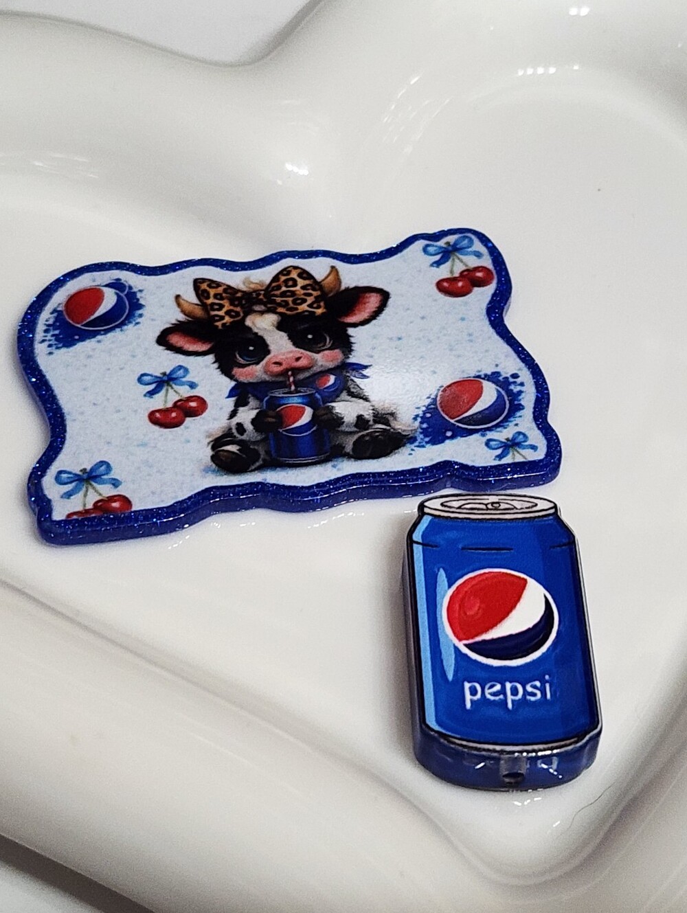Cow Soda Pop Flatback Focal Bead Badge Keychain Beaded Pen Phone Chain Crafts